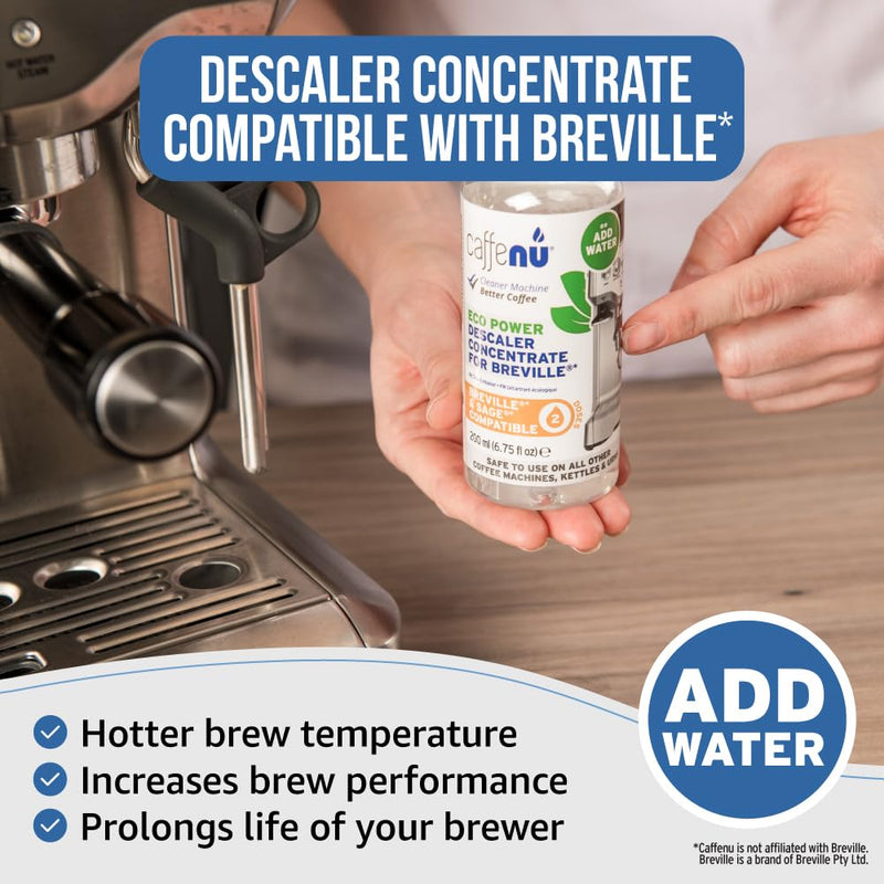 Breville Compatible Descaling Solution. Bottle of Descaler Solution. Descaling Kit Removes Limescale For Hotter Coffee. 2 Uses Descaler For Breville Coffee Machines. 6.7 Fl Oz (Pack of 1)