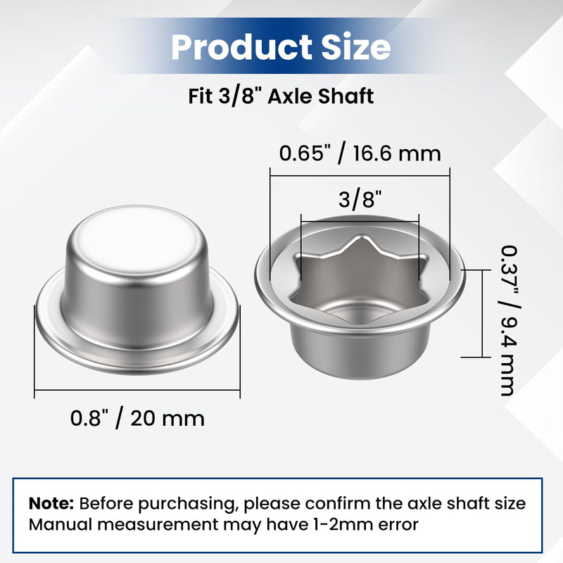 6 Pcs Spring Steel Push on Pushnut Cap, Permanent Washer Caps Fits 3/8” Axles, Axle Cap Nut for Hand Trucks, Rolling Bins, and Lawn Wagons - Perfect Alternative for Cotter Pins 3/8 inch