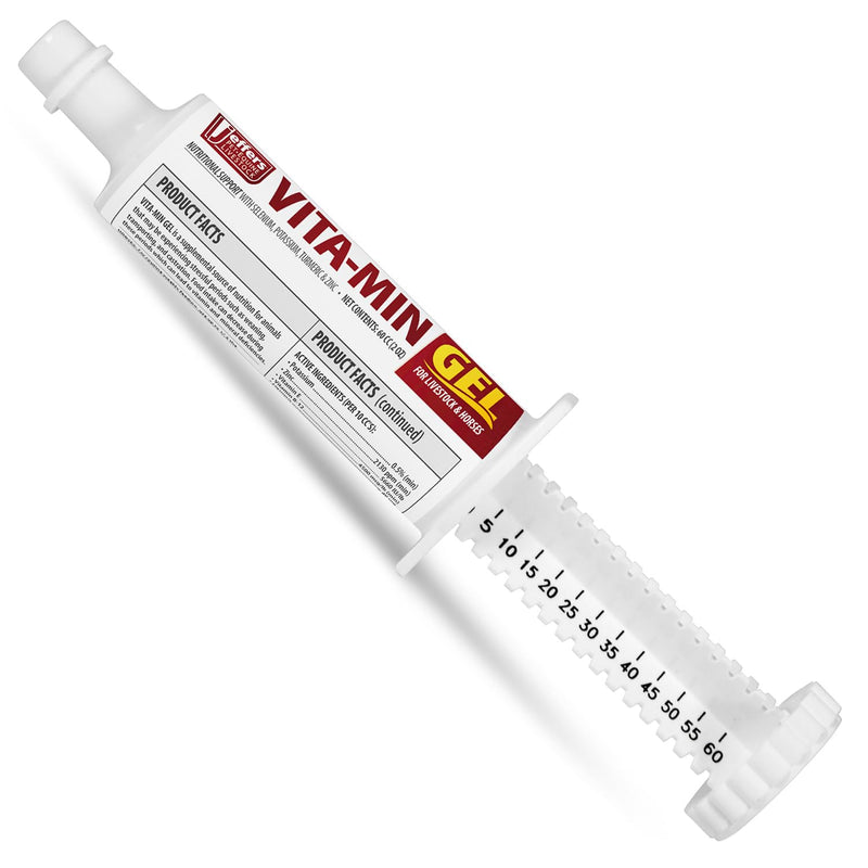 Jeffers Vita-Min Gel for Livestock & Horses – Multivitamin & Mineral Supplement with Selenium, Zinc, Potassium & Turmeric – Easy Oral Gel for Cattle, Goats, Sheep & Pig – 60 CC (2 OZ) Tube 1 Pack