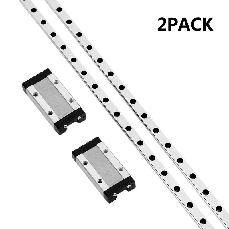 [2 Pack] MGN9 300mm Linear Sliding Rail Guide with 2pcs MGN9H Linear Bearing Sliding Carriage Block for 3D Printer and CNC Machine MGN9-H 300mm/11.81inch