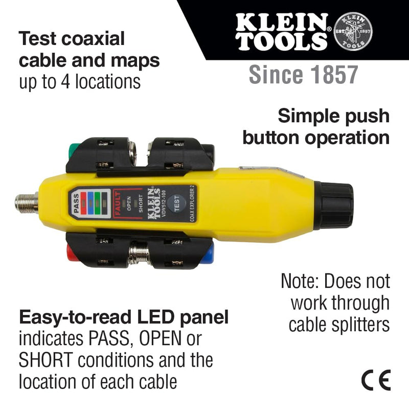 Klein Tools VDV512-101 Explorer 2 Coax Tester Kit, Includes Cable Tester / Wire Tracer / Coax Mapper with Remotes to Test up to 4 Locations Coax Explorer 2 with Remote Kit