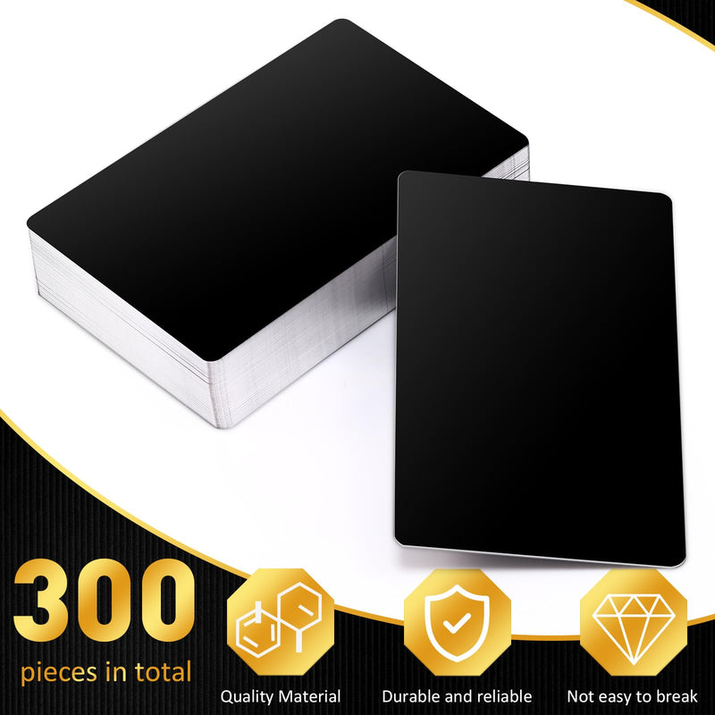Marspark 300 Pcs Metal Engraving Blanks Multipurpose Aluminum Sheet Aluminum Business Card Blanks for Cnc Engraver Laser Engraving DIY Cards, Thickness 0.21 mm/ 0.01 Inch (Matte Black) Matte Black