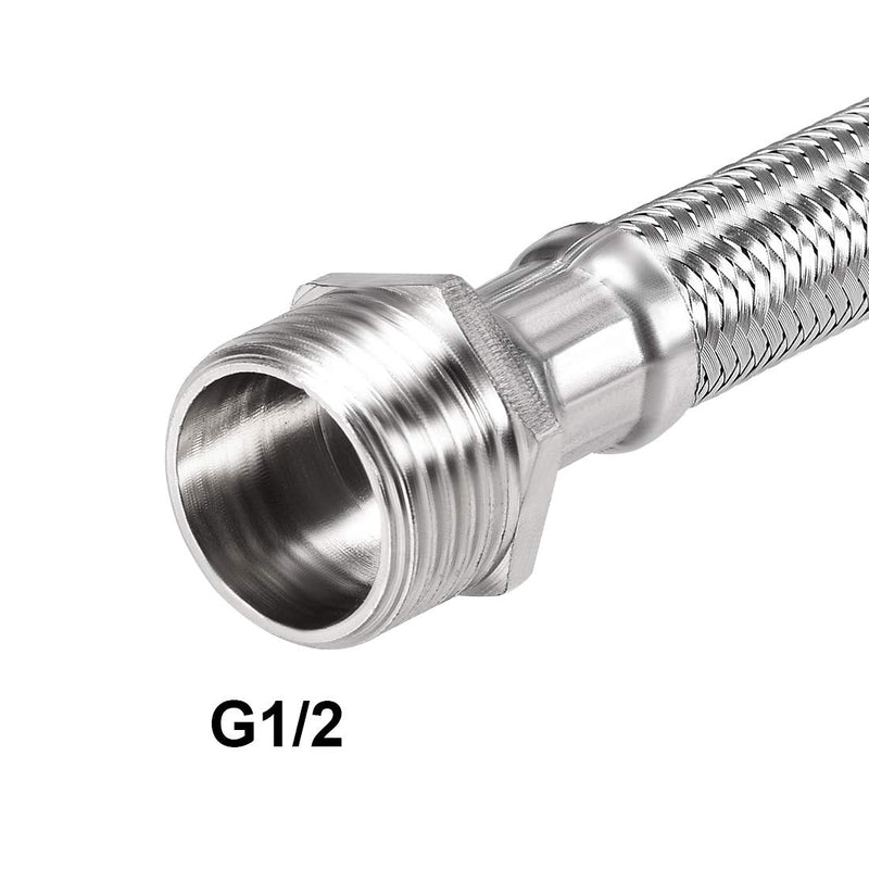 uxcell Faucet Supply Line Connector 1/2 BSP Female x 1/2 BSP Male 8 Inch Length 304 Stainless Steel Hose