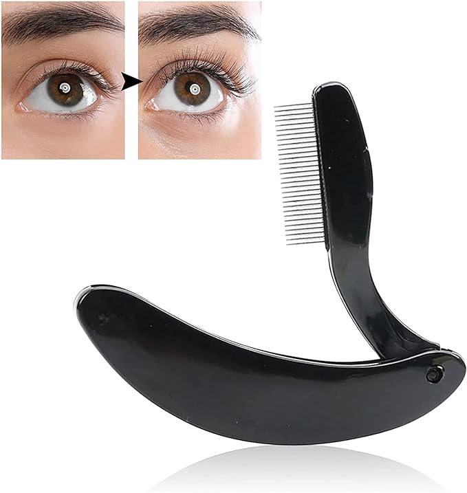 ARYRA Mascara Comb, Stainless Steel, Makeup Type, Folding Type, Foldable, Portable, Compact, Thin Eyelashes, Separate, Stainless Steel, Black - NewNest Australia