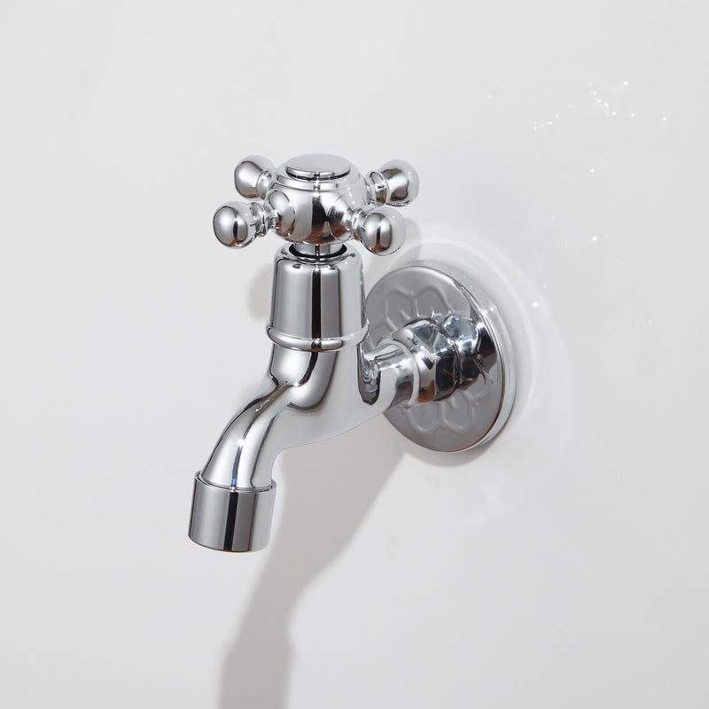 Chrome Brass Wall Mounted Balcony Mop Sink Faucet Brass Single Handle Cold Garden, Laundry Utility Faucets Chrome