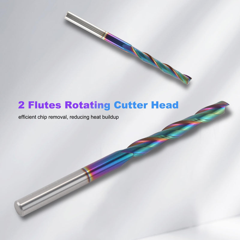 Extra Long 4 Inch Upcut CNC Router Bit 1/4 Inch Shank, 2 Inch Cutting Length, Long Router Bit with DLC Extreme Tool Life Coating, Solid Carbide CNC End Mill for Wood Carving Grooves, Trimming