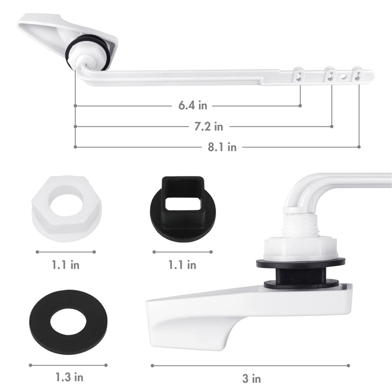 Lydia's Deal Toilet Handle Replacement Kit, Universal Front Mount Toilet Tank Flush Lever Replacement Handle, Toilet Tank Trip Lever, Easy to Install, Toilet Repair Kit, White Plastic Front Mount-2