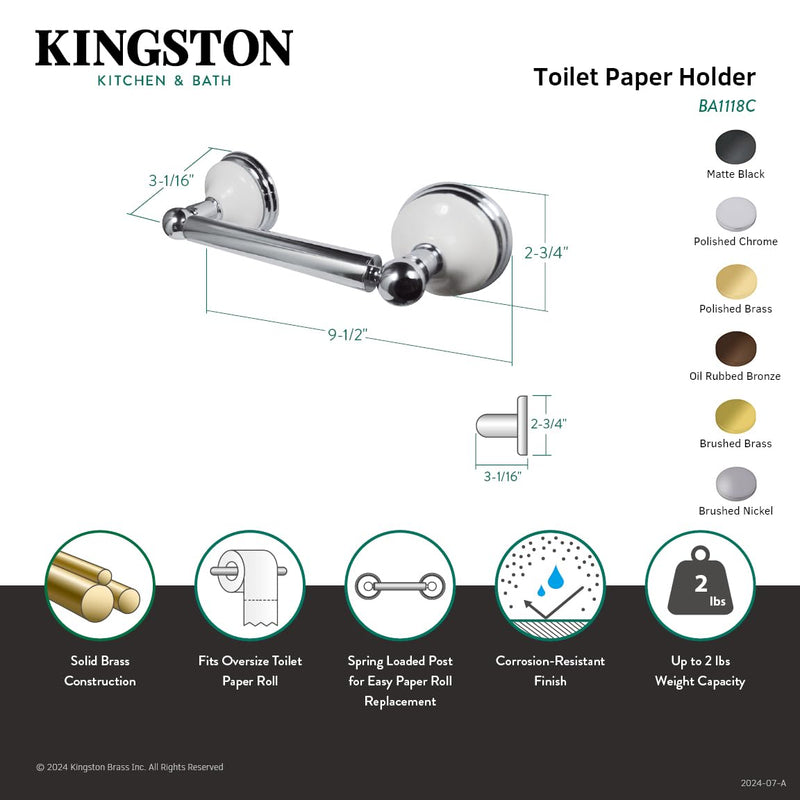 Kingston BA1118SN Victorian Toilet Paper Holder, Brushed Nickel