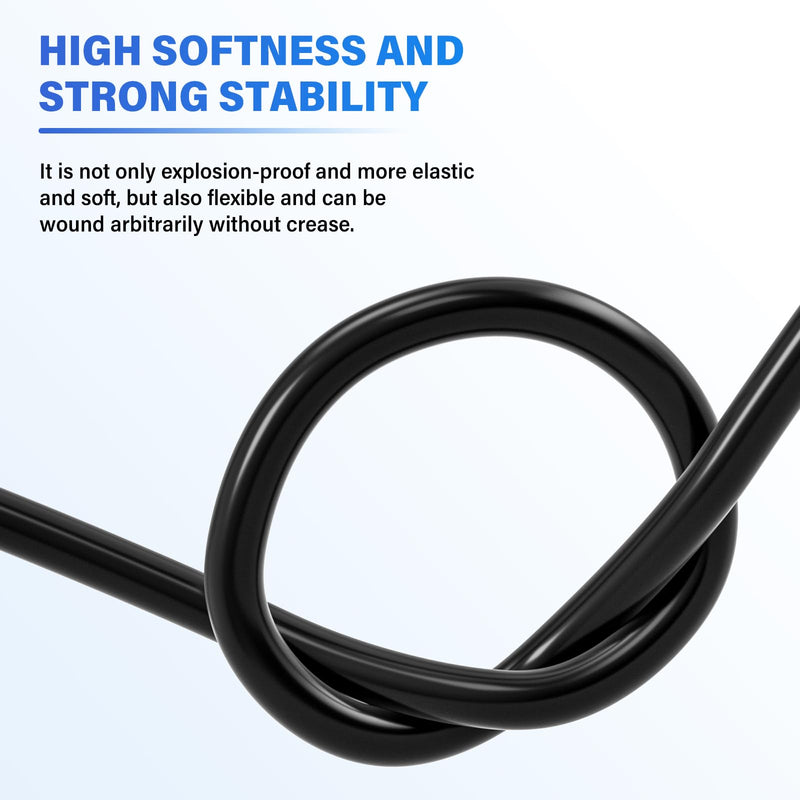 TAILONZ PNEUMATIC Black 1/4 Inch OD 10 Meter 32.8ft PU Polyurethane Air Tubing Kit Pipe Hose Air Line Tubing Air Hose Fittings Push to Connect Fittings(27PCS) 1/4" OD