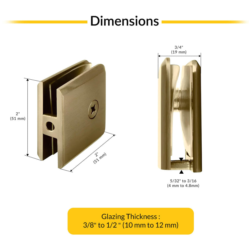 Brixwell UCB4BBRZ Brushed Bronze Beveled Hole-in-Glass Style Wall Mount Heavy-Duty Glass Clamp