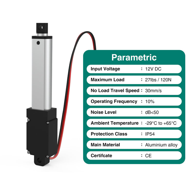 Stroke 125mm 120N 5 Inch Mini Linear Actuator 12V Force 28lbs Electric Linear Motion Actuators High Speed 4mm/sec for Robotics,Home Automation with Mounting Brackets 5inch (125mm)
