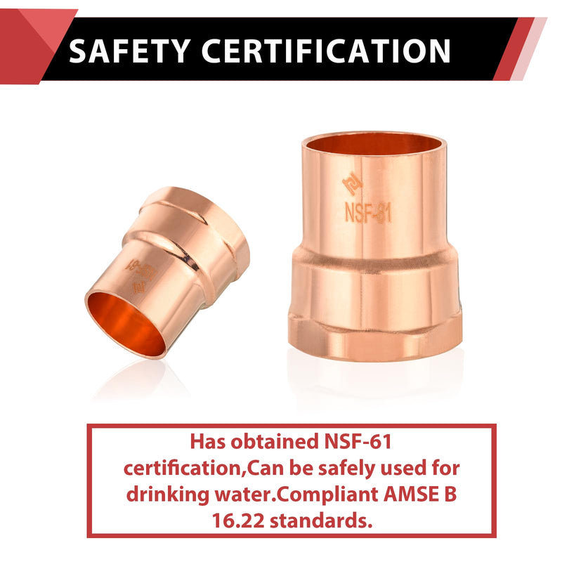 10Pcs EFIELD 1/2"FTG x 1/2"Copper Female Street Adapter(COPPER041-10) 1/2" FTG x Female Street Adapter