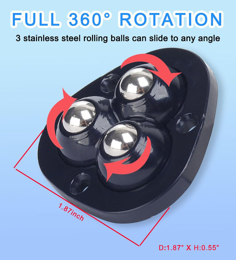 8Pcs Mini Caster Wheels for Small Kitchen Appliances Rollers, 360°Rotation Self Adhesive Caster Wheels, Mini Swivel Wheels, Stainless Steel Rollers Universal Wheel for Coffee Maker,Storage Bins,Black Black