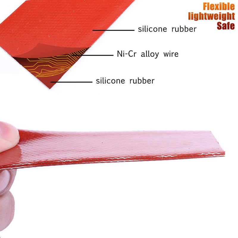 4PCS Silicone Heater Mat, Icstation Rubber Heating Mat 12V 25W Electric Blanket Flexible Mat Constant Temperature 80X100mm Red 4
