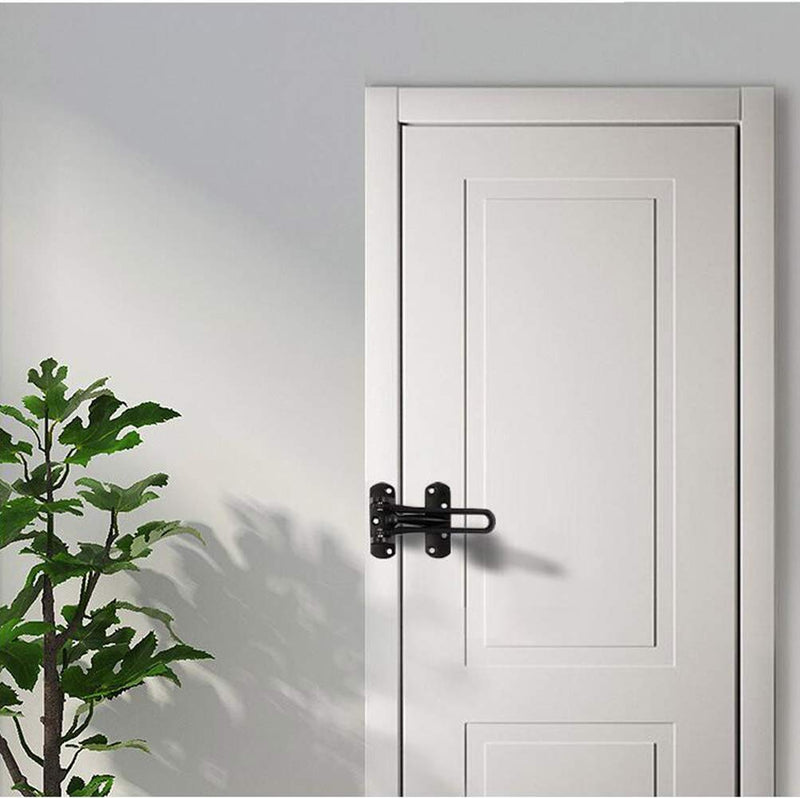 Door Reinforcement Lock Latch Swing Bar Lock for Home Security Front Door Locks for Kids Thicken Solid Aluminium Alloy (Black) Black