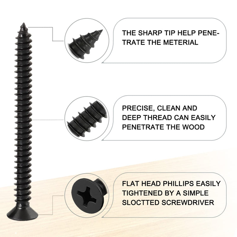 440PCS Flat Head Phillips Wood Screws Assortment Kit, Carbon Steel Self-Tapping Screw with Adjustable Wood Countersink (CSQ235 M3) CSQ235 M3