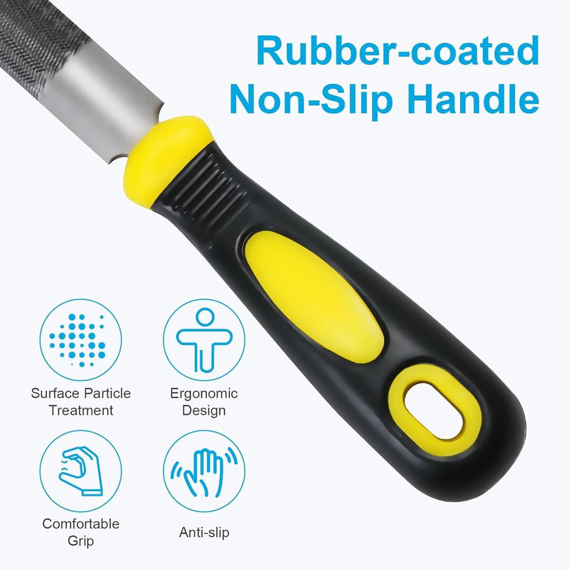 Diamond File Set, 3-Piece, 8-inch, Includes Flat/Half-Round/Round. For Sharpening Lawn Mower Blades, Garden Shears, Axe, Knife - Tool Sharpener for Metal, Tile, Ceramic, Glass, Stone and more