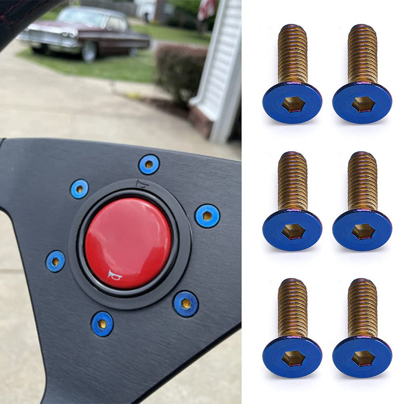 6pcs Steering Wheel Screw Bolts Taper M5×0.8 Length 15mm Burnt Titanium Finish Flat Head