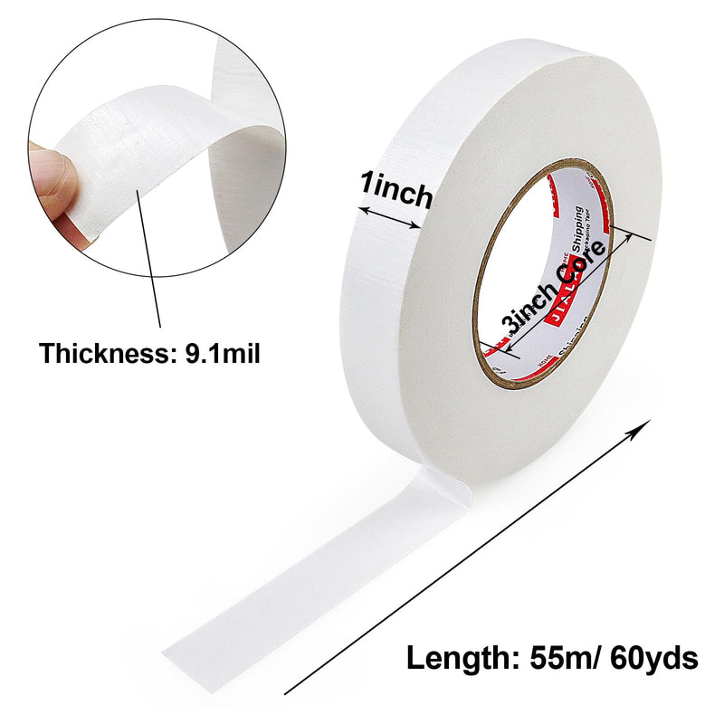 Industrial Grade White Duct Tape, 1 inch x 60 yds, HeavyDuty, Flexible, No Residue, All-Weather Waterproof Tape, UV Resistant for Crafts & Home Improvement