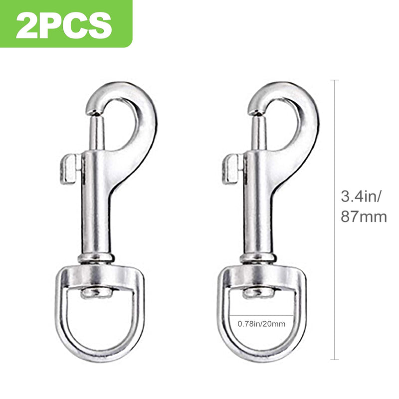 2 Pcs Swivel Eye Snap Hook, 3.5 Inch Single Ended Swivel Snaps, Scuba Bolt Snap, Leash Clips for Dog, and for Key, Pet Feed Buckets, Flag Pole Rope, Camera Strap and More