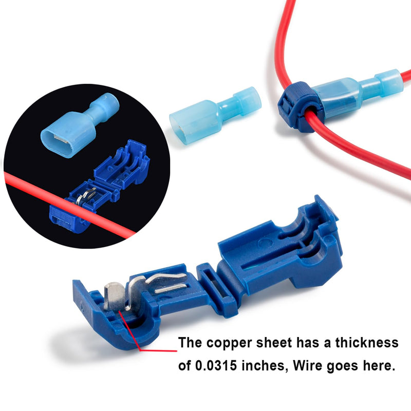 108 Pcs T-Tap Wire Connectors Kit, Quick Wire Splice Connectors, Self-Stripping Electrical Connectors Kit, Nylon Fully Insulated Male Wire Terminals for Automotive Wire Tap (22-10 AWG)