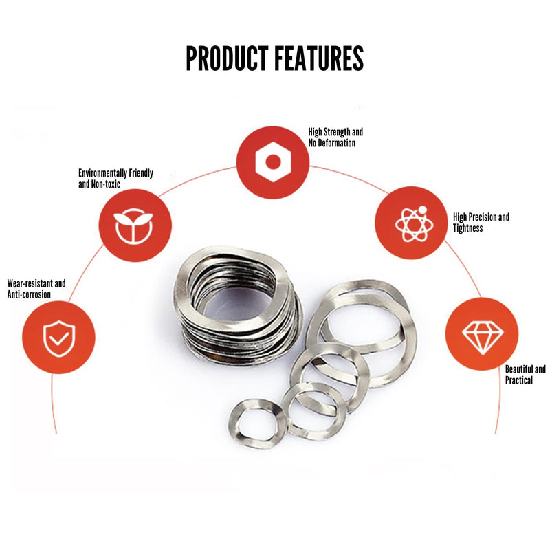 MroMax 304 Stainless Steel Wave Spring Washer-0.98" x 0.75" x 0.01"(ODxIDxT) Sealing Gasket for Screw Bolt Metallic for Home Decoration, Outdoor Construction Silver 10PCS M19 x 25mm x 0.3mm 10