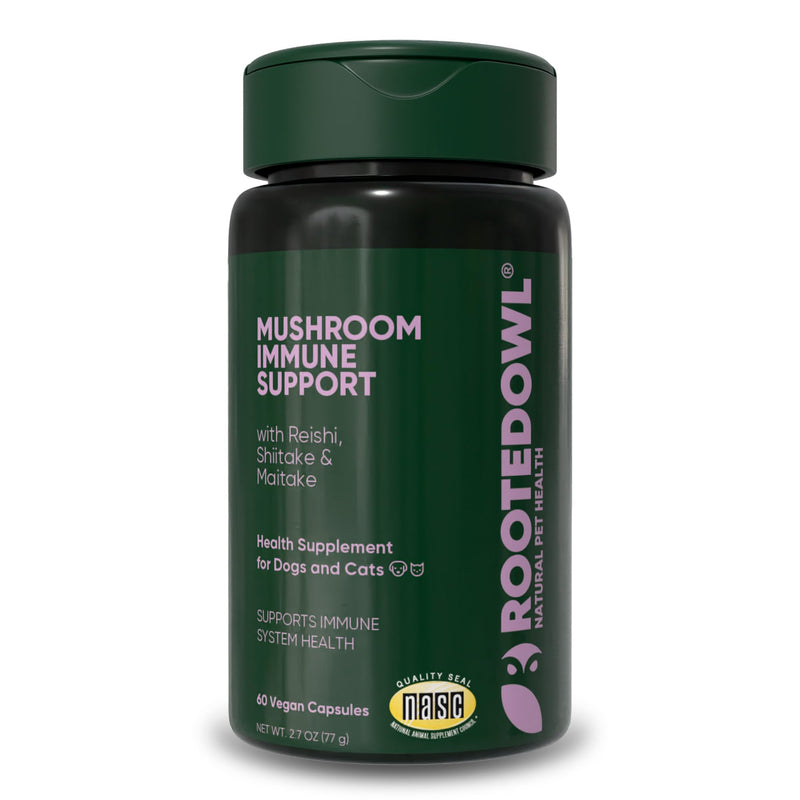 Natural Immunity - Cat and Dog Immune Support - Triple Mushroom Supplement for Dogs & Cats with Reishi, Shiitake and Maitake Mushrooms - 60/ct Vegan Capsules Mushroom Blend - Immunity