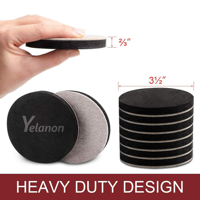 Yelanon Felt Furniture Sliders, 20pcs-3 1/2” Furniture Sliders for Carpet, Furniture Pads Hardwoods Floors, Heavy Furniture Movers Sliders, Reusable Moving Pads, Floor Protectors for Carpet 20pcs 3.5"