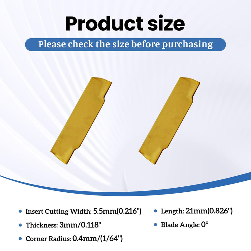 20Pcs MGMN150-G (1.5mm) Grooving Cut-Off Carbide Inserts, CNC Grooving Turning Inserts Cutters for MGEHR/MGIVR, Cut-Off Lathe Grooving Tool Holder with CVD Yellow Coating