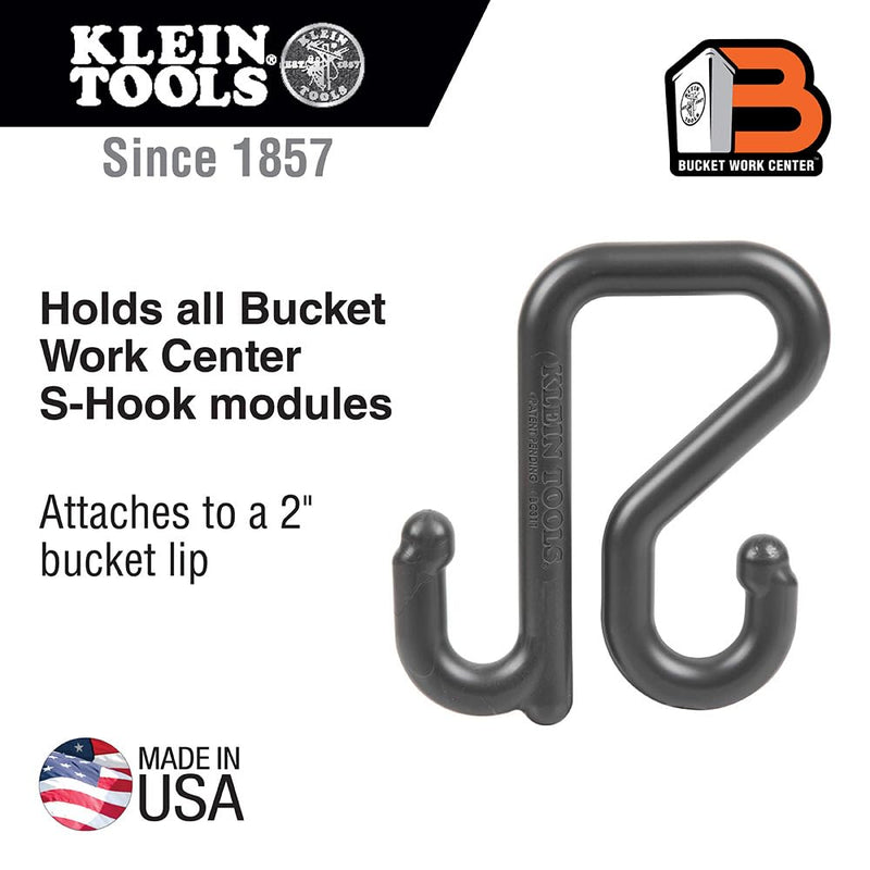 Klein Tools BC311 Lineman S-Hook for Utility Buckets - 2-Inch Lip, Connects to All Bucket Work Center S-Hook Modules (Pack of 3) Pack of 3
