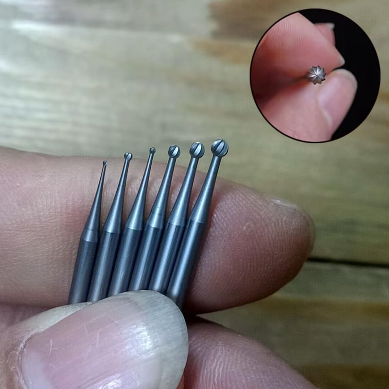 12 Pcs Round Ball Burr - 3/32'' Shank Jewelry Micro Engraving Burs Ball Shape Cutting Bits Lapidary Making Tools (004-020)