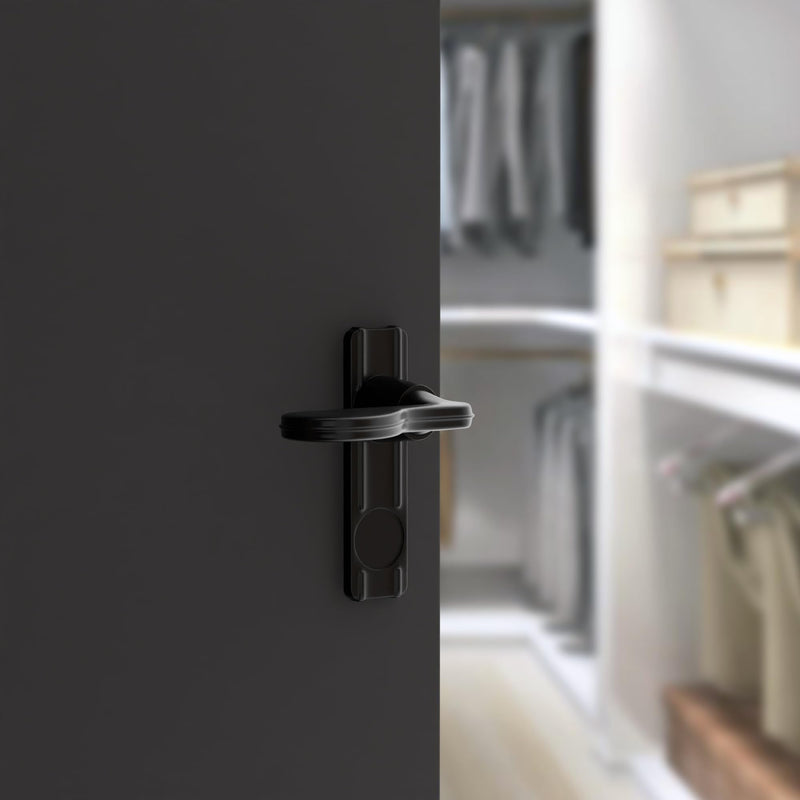Brixwell Lever Latch Set Black with Night Lock for Door Thickness 5/8" to 1-3/8", Reversible Aluminum Handle, 2-1/2" Length, 1-3/4" Hole Centers, 3-1/2" Height, Lockable Design
