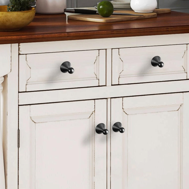 Goo-Ki Black Cabinet Knobs for Drawer Kitchen Zinc Alloy Hardware, 6pack Matte Black Single Hole/Screw Pulls Modern Cute Handles 6