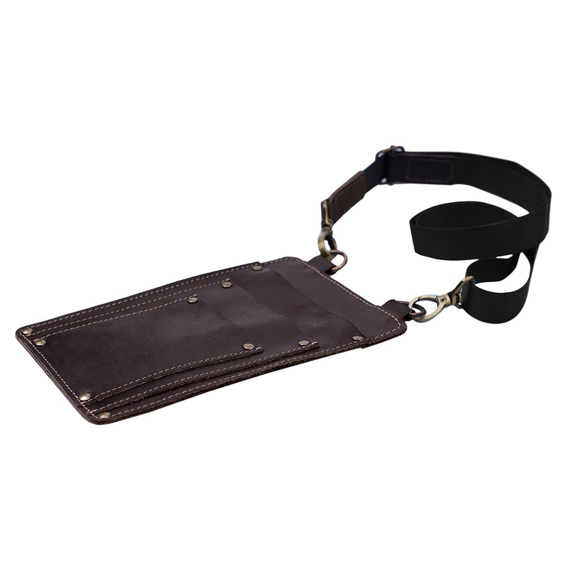 Leather Florist Tool Belt Bag Garden Farmer Pouch Organizer - Hand Tools Holder Utility Kit (Dark Brown) Dark Brown