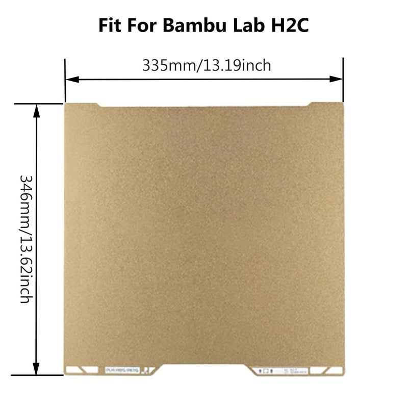 H2C/A2L Cold Printing Build Plate Upgraded No-Heating No Glue Double Sided PEI Cool Platform Sheet, 335x346.5mm 3D Printer Textured Surface Flexible Removable Spring Steel Heated Printing Bed Mat | H2C/A2L Cold Plate For H2C