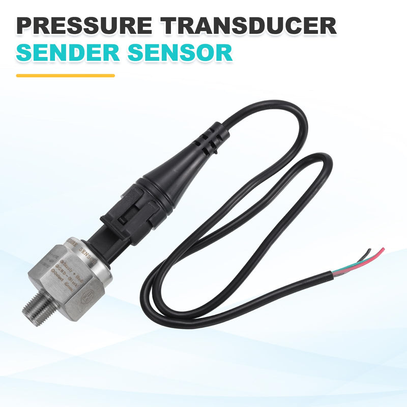MECCANIXITY Pressure Transducer Sender Sensor with Connector, 1/8" NPT 1600 PSI Stainless Steel Pressure Transmitter for Oil Fuel Water Air