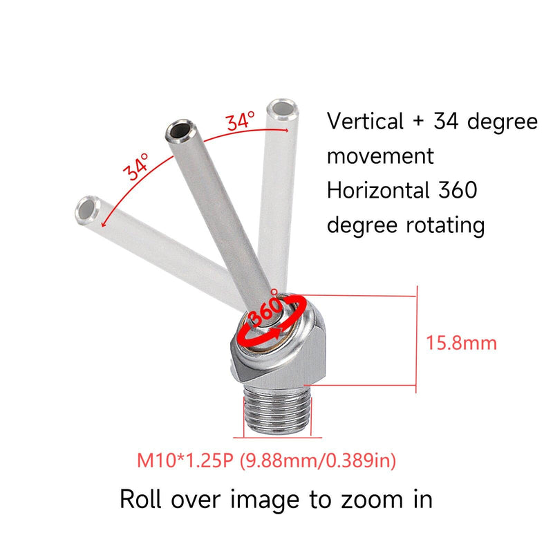 5PC M10*1.25Px 10/30/50mm adjustable 304 stainless steel cooling nozzle, suitable for high-pressure cooling of CNC machine tools and CNC centers (pipe length 30mm) (HTAM-10-30) HTAM-10-30
