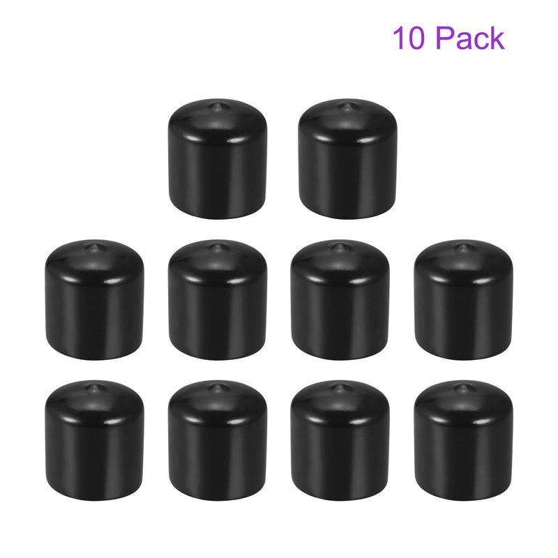 DMiotech 10 Pack 1 1/4" ID Black Screw Thread Protectors Rubber End Caps Bolt Covers for Screw Bolt Furniture Pipe 1 1/4"