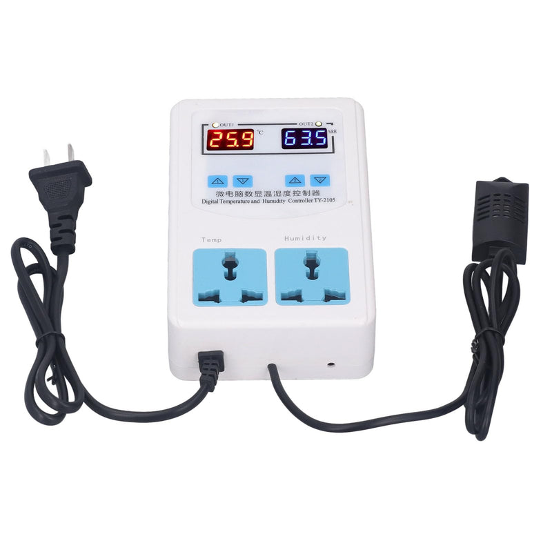 Temperature Humidity Controller with LCD DisplayDigital Thermostat Humidistat for Incubators, Herbal Storage Containers, and Grow Rooms (20°C to 60°C, 0%–100% RH, 110–220V)