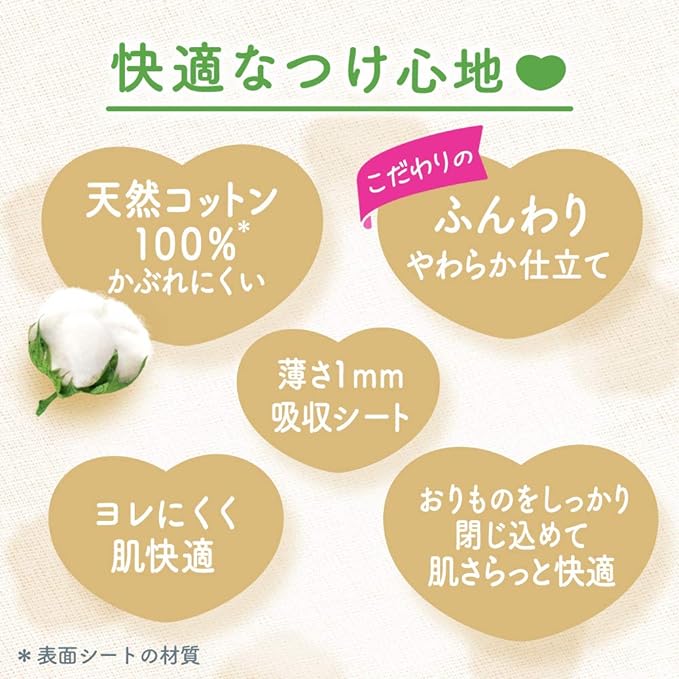 Laurier Shiawase Skin Liner Natural Cotton 54 Cotton x 3 Sets (162 Co) - NewNest Australia