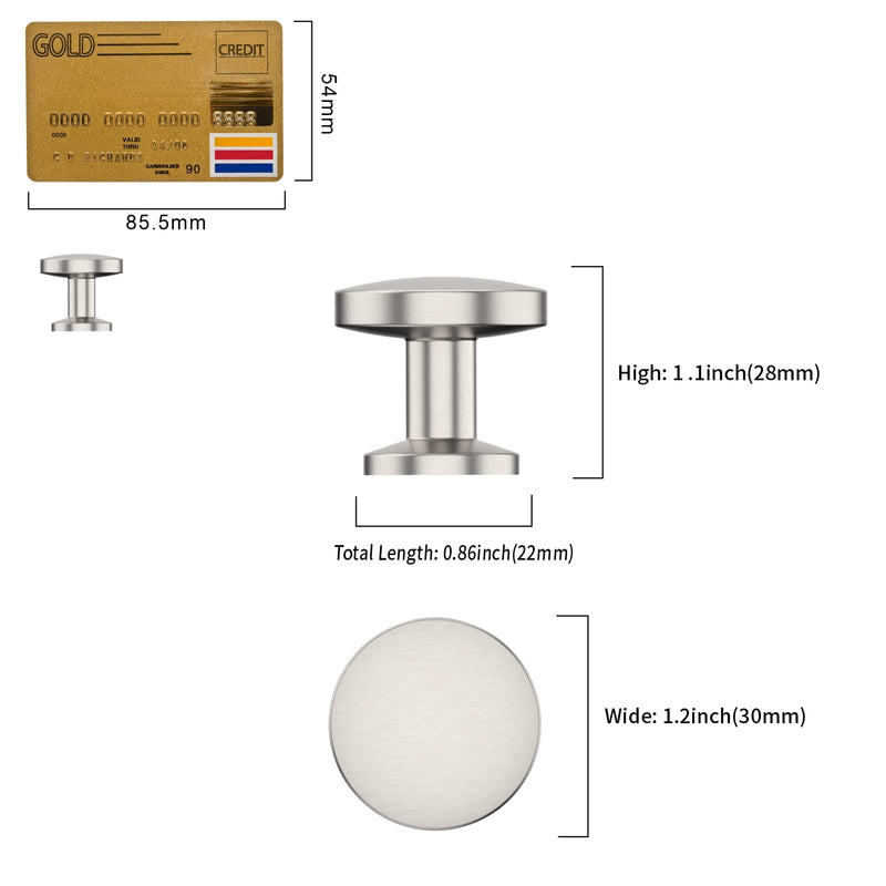 Amerdeco 10 Pack Brushed Satin Nickel Cabinet Knobs Single Hole Cabinet Pulls Round Kitchen Cabinet Knobs Drawer Knobs Dresser Knobs and Pulls for Bathroom Cabinets ZH0051 Knob