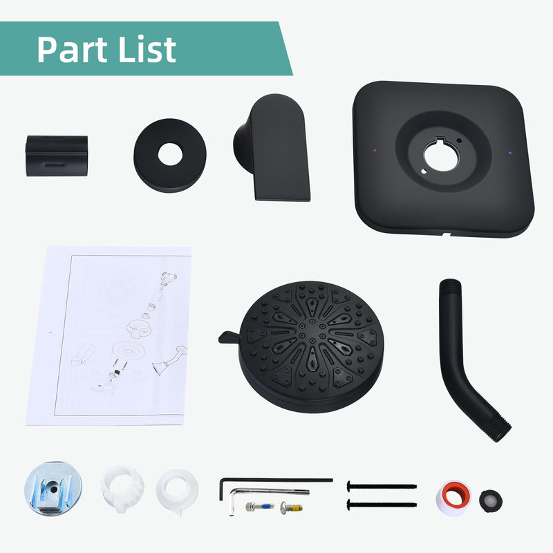 Shower Faucet Trim Kit, Replacement for Moen Posi-Temp Shower Trim Kit, Including 7-Mode High Pressure Shower Head, Matte Black(Valve and Tub Spout not Included)