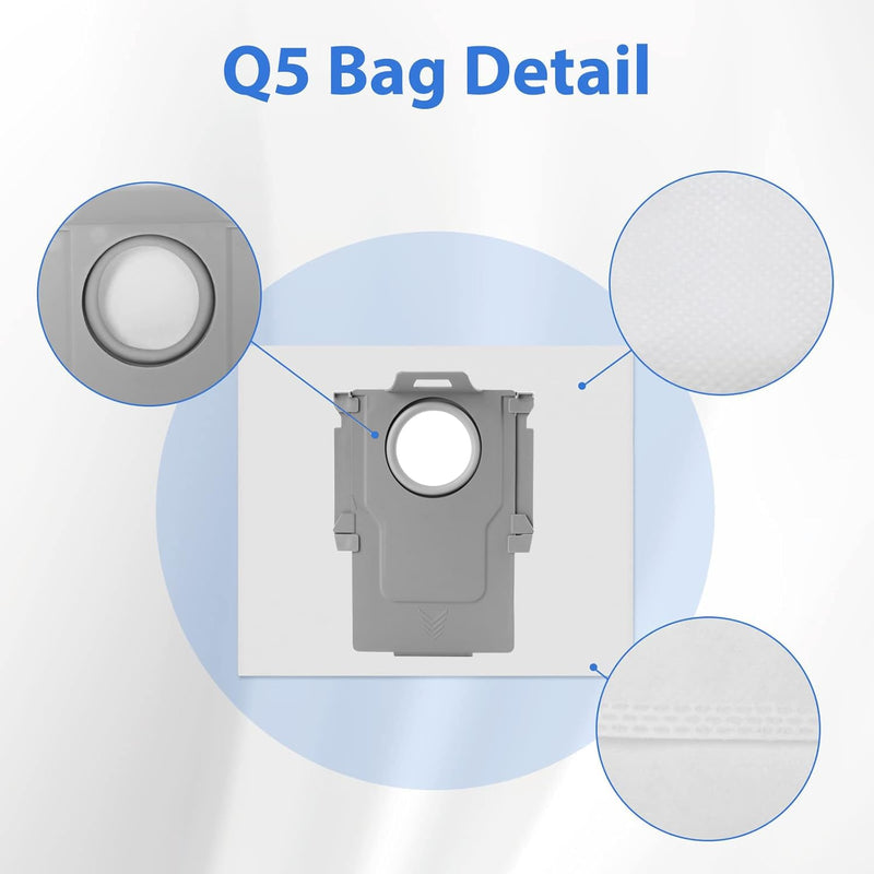 16 Pack Q5 Dust Bag for Roborock S8+, S8 Pro Ultra, Q7 Max+/Max, Q5 Max+, Q8 Max+, S7 Pro Ultra, Q5, Q5+, Q5 Pro+, Q7, Q7+, S7 MaxV Ultra, S7 Max Ultra Robot Vacuum, 3.5L Large Capacity Disposable Bag 16 pack