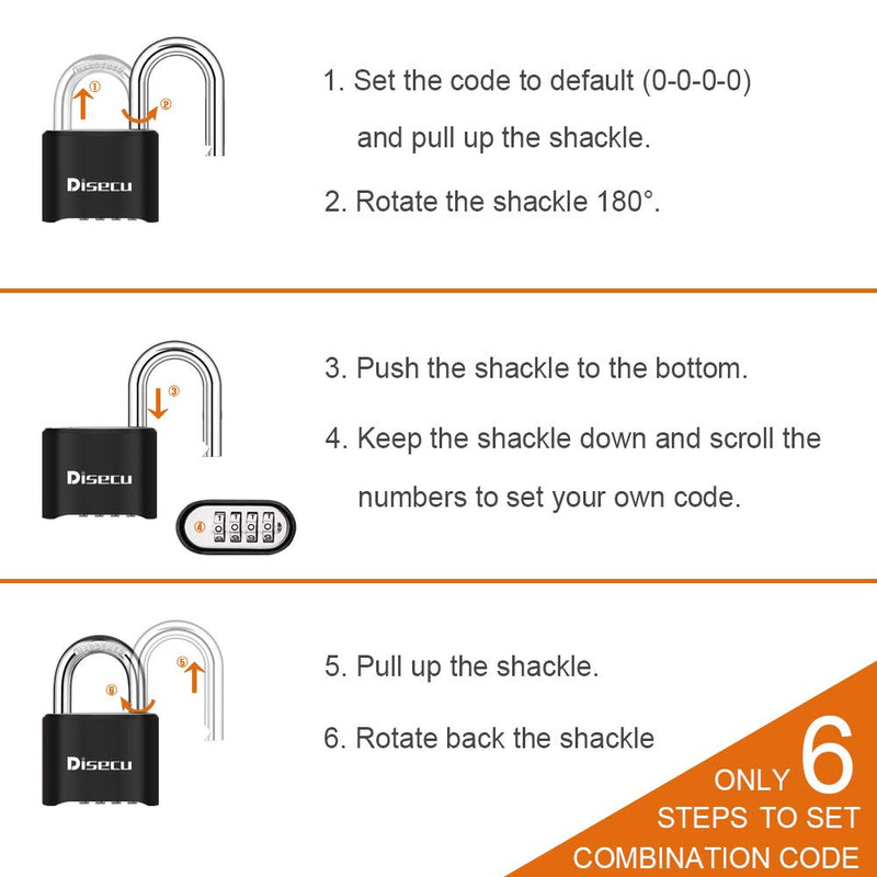 4 Digit Heavy Duty Combination Lock Outdoor Waterproof Padlock 1.3 Inch Shackle for Gate, Fence, Gym Locker, Sports Locker (Black) 1P, Black