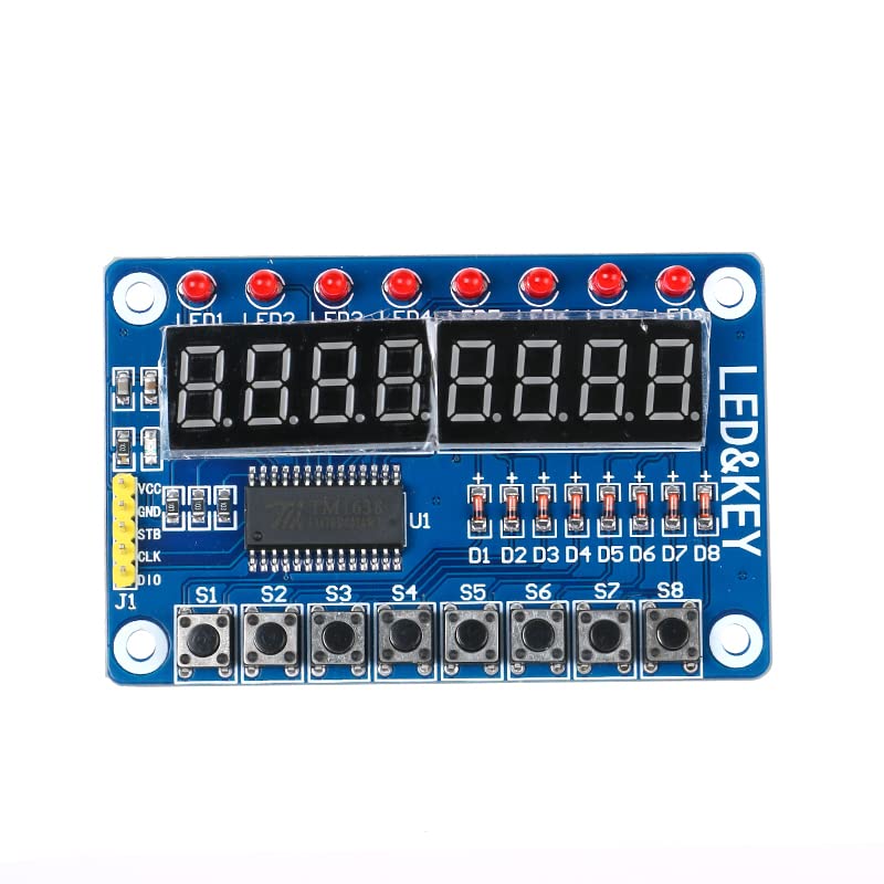 2Pcs TM1638 Display Module 8 Bit LED Digital Tube 8 Bit Digital Led Key Display Module LED Display Module Microcontroller Display Module with Keys Electronic Module for Ardiuno