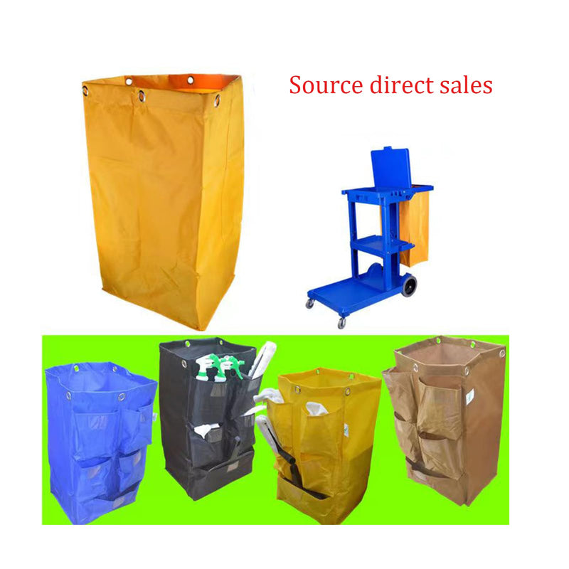 Replacement Janitorial Cart Bag with 5 Pockets,25 Gallon Housekeeping cart Bag High Capacity Waterproof Thickened Commercial Janitorial Cleaning Cart Bag with 6 Brass Grommets (Yellow with 5 Pockets) Yellow With 5 Pockets