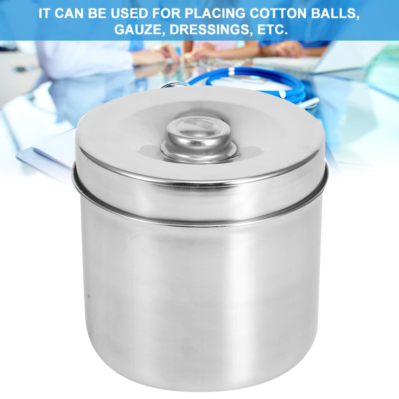Stainless Steel Gauze Jar, Stainless Steel Ointment Jar Dressing Cotton Box Iodophor Gauze Container with Lid Convenient Storage for Medical Supplies First (12cm Gauze Cylinder)