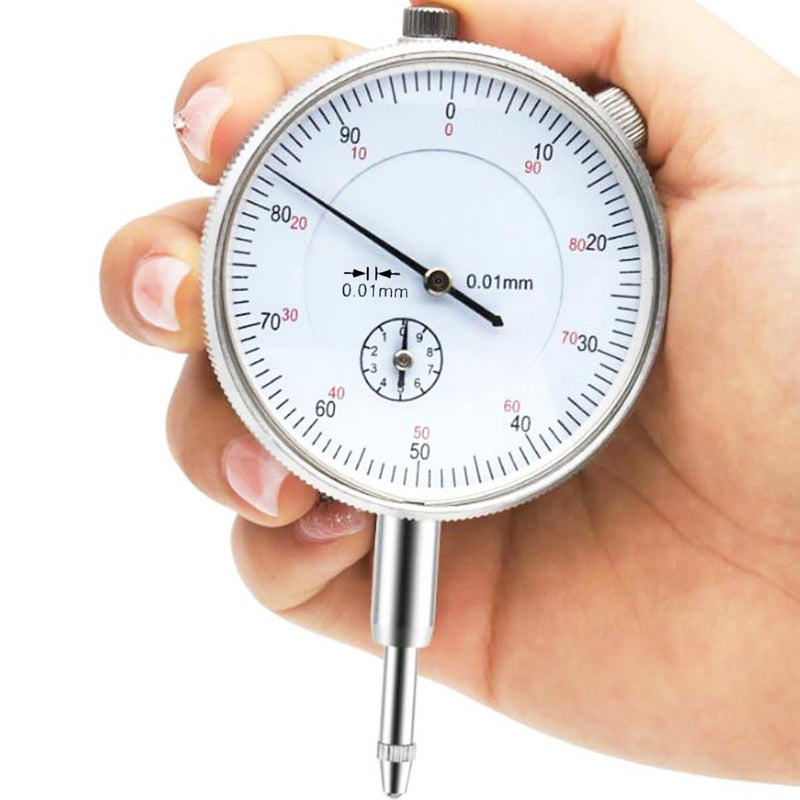 Wolfride Mechanical Dial Indicator Gauge 0-10mm, High-Precision 0.01mm Resolution, Silver Analog Measuring Tool for Machining, Automotive, and Industrial Applications
