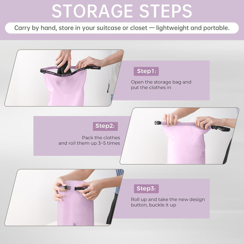 Ultralight Dry Bag Portable Dry Sack 9L & 15L & 20L Durable Waterproof Bag Set Keep Gear Dry Storage Bag for Hiking, Camping, Boating, Backpacking, Kayaking (3 Pack)(Purple) Purple