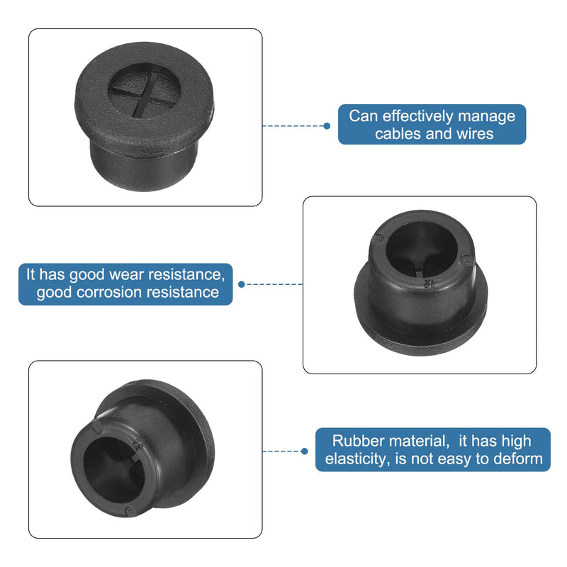 uxcell 8 Pcs Cable Cord Grommet, 1/2 Inch (12mm) Desk Grommet Flexible Rubber Grommets Wire Hole Cover Pass Through for Office Computer Desk Wire Organizer, Black 1/2 Inch (12mm)
